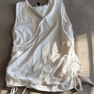 INC International Concepts Cream Sleeveless Wrap Blouse
